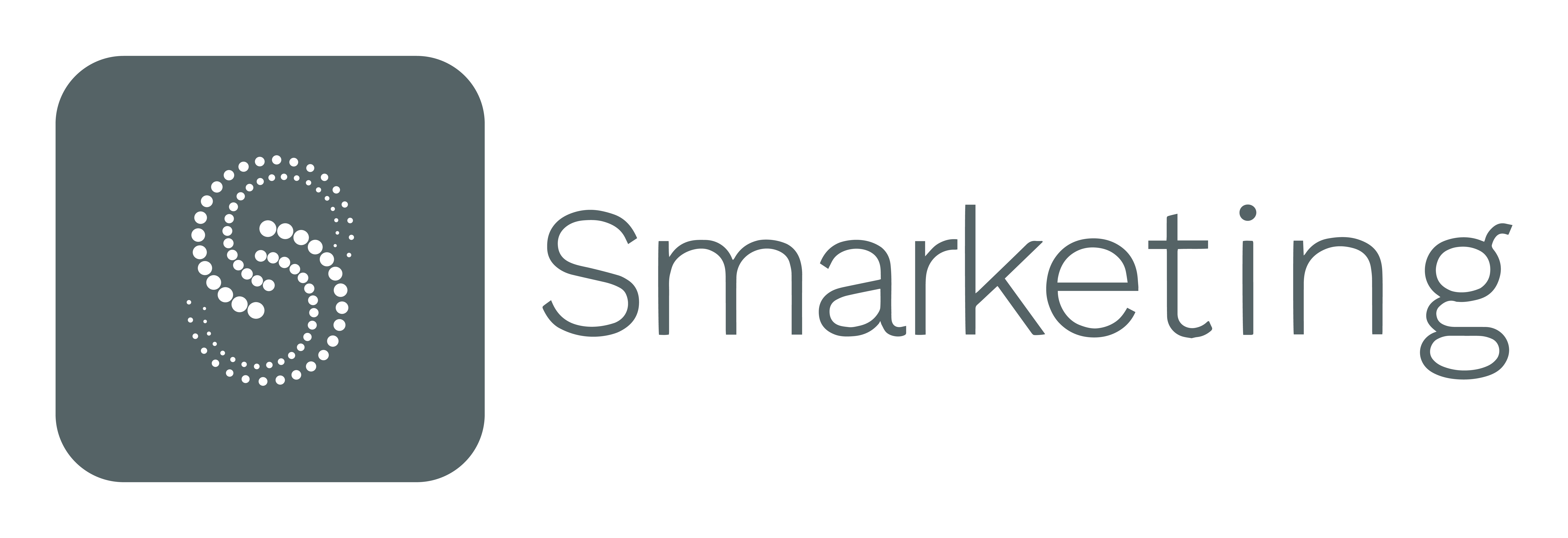 Grey company logo on pink background